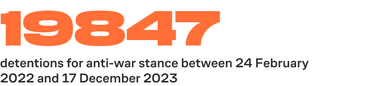 19847 detentions for anti-war stance between 24 February 2022 and 17 December 2023