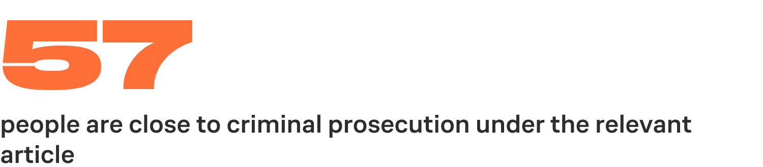 least 57 people are close to criminal prosecution under the relevant article