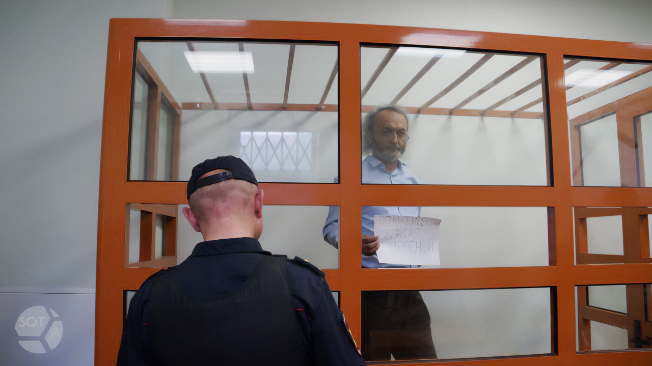Bakhrom Khamroev at the 2nd Western District Military Court, 23 May 2023 / Photo: Vlada Makeychik, <a href="https://t.me/sotavisionmedia/14416">SOTA</a>
